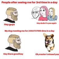 animal closed_mouth daddy's_girl dog glasses neutral nordic_chad soyjak stubble text trad_wife variant:soyak variant:wojak wojak // 2048x2048 // 1.7MB