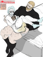 alternate baby bear bed bloodshot_eyes buff clothes crying diaper fetish gay holding_object implied_sex nordic_chad nsfw patreon poop redraw soyjak teddy_bear text tshirt variant:soyak watermark white_skin yellow_hair // 2900x3840 // 1.3MB