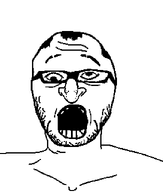 balding eyebrows glasses hair jewish_nose lazy_eye open_mouth retarded soyjak stubble variant:shabbos_soy wrinkles // 545x643 // 3.0KB