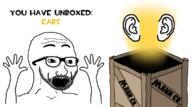 arm crate ear excited glasses hand hands_up open_mouth soyjak stubble team_fortress_2 text unboxing variant:excited_soyjak video_game // 763x424 // 164.9KB
