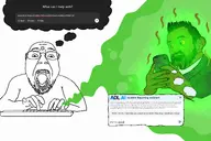 adl chatgpt genshin_impact glasses glowing indian kash_patel keyboard open_mouth paimon soyjak stink_lines stinky thought_bubble typing variant:bernd yellow_eyes // 6000x4000 // 2.3MB