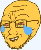 artist:Addison crying emoticon glasses joy laughing open_mouth smile stubble tear teeth variant:soyak // 531x655 // 16.1KB