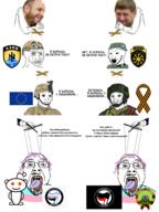 antifa azov_battalion chechnya cigarette clothes communism crying cyrillic_text eurasian european_union fascism glasses happy_merchant hat helmet judaism kike kolovrat nazism open_mouth patch pink_hair puppet red_eyes reddit russo_ukrainian_war soyjak stubble teeth tired tongue tranny transgender_flag ukraine variant:bernd variant:soyak wojak z_(russian_symbol) // 1536x2048 // 1.6MB