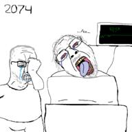 2074 3soyjaks arm blanket bloodshot_eyes clenched_teeth closed_eyes closed_mouth crying dead detrans glasses grey_hair hand hospital its_over mustache old open_mouth soyjak soyjaks stubble text tongue tranny variant:bernd variant:chudjak variant:markiplier_soyjak // 1000x1000 // 19.6KB