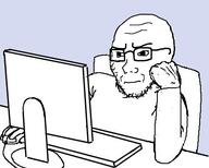 arm chair clothes computer glasses hand screen soyjak stubble subvariant:soyak_(irritated) table variant:soyak // 452x363 // 77.7KB