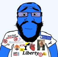 anarcho-capitalism arm beard blue_skin calm closed_mouth clothes communism flag flag:anarcho-capitalism gentoo glasses gold hammer_and_sickle heart i_love libertarian logo nazism ron_paul sliver smile soyjak subvariant:science_lover swastika text tshirt united_states variant:markiplier_soyjak // 1641x1616 // 762.4KB