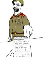 arm beard closed_mouth communism copypasta downvote glasses green_shirt hand helmet holding_object meta:tagme mustache nazism paper rape red_army russia smug ssh ssh-40 text variant:bartender war world_war_2 // 1536x2048 // 151.8KB