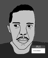 black_and_white eyebrows gray_skin grey_background grey_skin hello_my_name_is_(sticker) looking_to_the_left low_effort meta:namefags mustache namefags no_glasses soysona subvariant:patrick variant:chudjak // 813x979 // 35.8KB