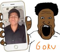 carlos_alberto_santillana_sipan clothes dross drossrotzank goku hand jimix_cruz jimmy_cruz lolcow mouth necrotemante open phone sipan soyjak variant:markiplier_soyjak // 2160x1884 // 1.5MB