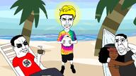 2soyjaks arm beach beanie bikini black_skin blush chair chud clothes coconut cuddles drawn_background female flower full_body glasses hair hammock hand hippie holding_object lips palm_tree plant relaxing sea shoe shorts sleeping smile sock straw stubble subvariant:chudjak_front subvariant:soyniqua subvariant:suspicious_chudjak subvariant:wholesome_soyjak sun sunglasses swastika tree tshirt variant:chudjak variant:gapejak variant:soytan volleyball // 3464x1948 // 339.9KB