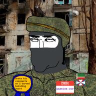 award balaclava emr_pattern flag:chechnya flag:russian_ministry_of_defense hello_my_name_is_(sticker) helmet irl_background janny military russia russian_army series:keep_raging_on_them st_george's_ribbon subvariant:perceptive_chud ukraine variant:chudjak warrior-z_(user) // 799x799 // 815.8KB