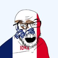 angry animal bird eagle flag flag:iowa glasses hair iowa looking_at_you mustache open_mouth soyjak state stubble teeth text transparent_background united_states variant:feraljak // 1500x1500 // 245.2KB