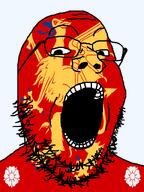 animal country county flag flag:östergötland flower glasses griffin hair open_mouth plant soyjak stubble sweden teeth transparent_background variant:gapejak östergötland // 600x800 // 125.2KB
