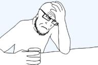 arm body drink frown glass glasses hand meta:tagme sad soyjak stubble subvariant:markiplier_despair table this_is_me_when_a_fat_foid_doesnt_brap_all_over_me transparent_background variant:markiplier_soyjak // 819x540 // 26.6KB