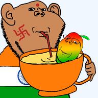 drinking drinking_straw glasses hindu hinduism indian indo-aryan mango mango_lassi mug sipping_coffee variant:impish_soyak_ears // 2048x2048 // 406.0KB