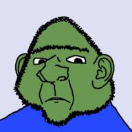 clothes ear frog frown green_skin hair pepe sad soyjak stubble unibrow variant:ishish_soyak_ears // 750x750 // 28.2KB