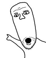 arm hand meta:tagme open_mouth pointing soyjak stubble variant:two_pointing_soyjaks // 313x395 // 20.4KB