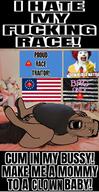 arm artist:romanian_schizo beard bed big_ronald_cock black_skin brc bussy bwc clothes clown cuck ear fetal_position flag full_body hair hand heels irl_background kanye_west kris_kane leg meme open_mouth queen_of_spades ronald_mcdonald soyjak text united_states variant:cobson // 639x1241 // 660.3KB
