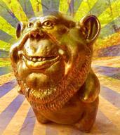 3d_model artist:doomspoons gold impish irl irl_background looking_at_you open_mouth small_eyes smile statue stubble variant:impish_soyak_ears // 710x798 // 90.7KB