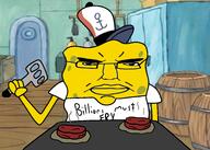angry arm cartoon chud closed_mouth clothes glasses hand hat millions_must_die nickelodeon soyjak spatula spongebob_squarepants subvariant:chudjak_front text variant:chudjak yellow_skin // 2100x1500 // 1.1MB