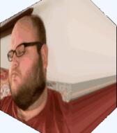 2019 3dgifmaker animated beard closed_mouth clothes distorted ext=gif fat fat_duel glasses irl open_mouth red_tshirt schizo soyboy subvariant:fatjak_irl tshirt variant:fatjak // 250x250 // 337.1KB