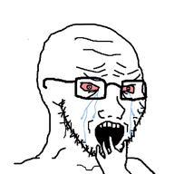 animated bloodshot_eyes crying glasses hand kyorokyoro open_mouth poyopoyo red_eyes soyjak stubble variant:soyak // 354x400 // 151.4KB