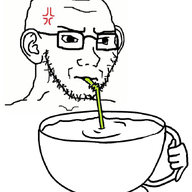 closed_mouth cup drinking_straw ear frown glasses hand holding_object mug sip soyjak stubble subvariant:soyak_(irritated) variant:soyak // 680x800 // 206.5KB