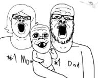 arm baby clothes deformed diaper female foot full_body glasses hair hand leg open_mouth pointing smile stubble subvariant:female_a24_slowburn subvariant:fingerboy subvariant:jacobson tshirt variant:a24_slowburn_soyjak // 1007x800 // 30.9KB