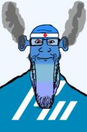 angry bald bloodshot_eyes blue blue_skin calm closed_mouth ear flag flag:ishikawa flag:japan fume glasses ishikawa japan ogre_ears seethe smoke soyjak stretched_chin stubble subvariant:longplier template todofuken transparent_background variant:markiplier_soyjak // 823x1250 // 77.9KB