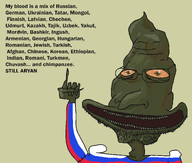 beard big_mouth distorted flag:russia glasses green_skin meta:barely_a_soyjak multiculturalism mutt orange_eyes pointing racemixing russia smile text ugly variant:pile_of_shit variant:unknown wordswordswords yellow_background // 2000x1700 // 233.2KB