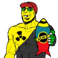 anarcho-capitalism artist:shemmysloota buff clothes drawing glasses hat holding_object nuclear soyjak stubble subvariant:emmanuel variant:gapejak // 1280x1280 // 438.6KB