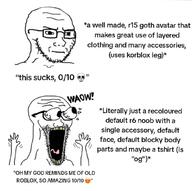 2soyjaks angry emoticon glasses hand hands_up op_is_retarded open_mouth place_japan roblox soyjak stubble subvariant:waow variant:soyak // 1041x1035 // 434.3KB