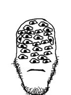 closed_mouth head looking_at_you multiple_eyes neutral no_nose soyjak stubble subvariant:neutralplier variant:markiplier_soyjak white_background // 600x800 // 14.1KB