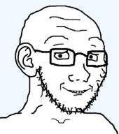 balding ear glasses nervous smile soyjak stubble variant:soyak // 680x768 // 14.7KB