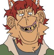 animal big_ears boxtrolls_(movie) cat cat_ear double_chin furry furry_artist ginger ginger_hair not_a_fucking_soyjak teeth yellow_teeth // 300x308 // 146.7KB
