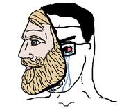 bloodshot_eyes chad crying glasses hair mask nordic_chad soyjak variant:chudjak // 942x782 // 238.4KB