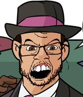 angry barneyfag clothes don_turtelli ear glasses hat open_mouth soyjak stubble variant:feraljak // 420x490 // 126.9KB