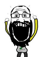 beard clothes excited glasses hair hand hands_up happy open_mouth pickle_rick rick_and_morty soyjak subvariant:science_lover variant:markiplier_soyjak // 468x626 // 64.4KB