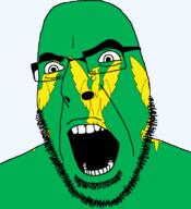 angry animal bird british caernarfonshire eagle flag flag:caernarfonshire glasses hair looking_to_the_left open_mouth soyjak stubble teeth thick_eyebrows united_kingdom variant:cobson wales // 721x789 // 74.8KB