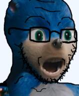 glasses green_eyes open_mouth sonic_the_hedgehog stubble transparent_background ugly_sonic variant:soyak // 542x660 // 299.3KB