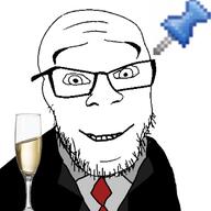clothes glass glasses necktie push_pin smile soyjak sticky stubble suit toast variant:feraljak wine // 680x680 // 188.3KB