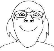 clothes eyelashes female glasses hair looking_at_you smile soyjak subvariant:bridget template variant:bernd variant:gapejak // 1200x1125 // 27.7KB