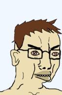 angry asiamutt asian brown_eyes brown_hair closed_mouth ear glasses hair hapa hapajak soyjak variant:chudjak yellow_skin // 487x734 // 33.9KB