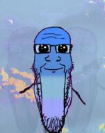 blue_skin calm closed_mouth glasses oh_my_god_she_is_so_attractive purple_skin soyjak stretched_chin stubble variant:markiplier_soyjak // 785x1000 // 264.6KB
