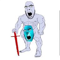 animated aryan asian bald beard black_skin blond blue_eyes closed_mouth clothes furry glasses music nazism nordic_chad ominous open_mouth pocjak rapejak schutzstaffel sound stubble variant:chugsjak variant:cobson variant:feraljak variant:gapejak variant:jasonjak variant:kliksjak variant:markiplier_soyjak variant:soyak variant:stu video wojak // 720x720, 32.5s // 6.5MB