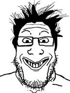 glasses hair insane looking_at_you smile stubble teeth variant:markiplier_soyjak // 600x800 // 21.6KB