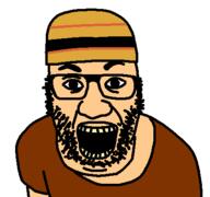 clothes fat glasses hat open_mouth soyjak stubble variant:el_perro_rabioso white_skin wojti2000 // 427x400 // 4.7KB