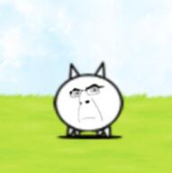 animal cartoon cat closed_mouth drawn_background glasses grass neutral objectsoy soyjak the_battle_cats variant:cobson // 245x246 // 58.5KB