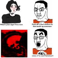 2soyjaks alternate choker closed_mouth clothes doomer excited female flag glasses hair happening makeup meme nazism open_mouth pol_(4chan) red skull so_true soyjak swastika thick_eyebrows variant:chudjak variant:chudjak2 wojak // 680x680 // 142.3KB