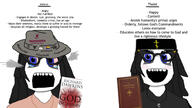 angry atheism bible bloodshot_eyes book charles_darwin christian_cross christian_identity christianity clothes cross crucifix crying english_text flag gay glasses happy hat holding_book holy_bible lgbt logo mouth_open necklace open_mouth orthodox orthodox_cross orthodoxy progress_pride_flag reddit richard_dawkins snoo soyjak stubble text tranny variant:soytan white_background // 1920x1080 // 304.9KB